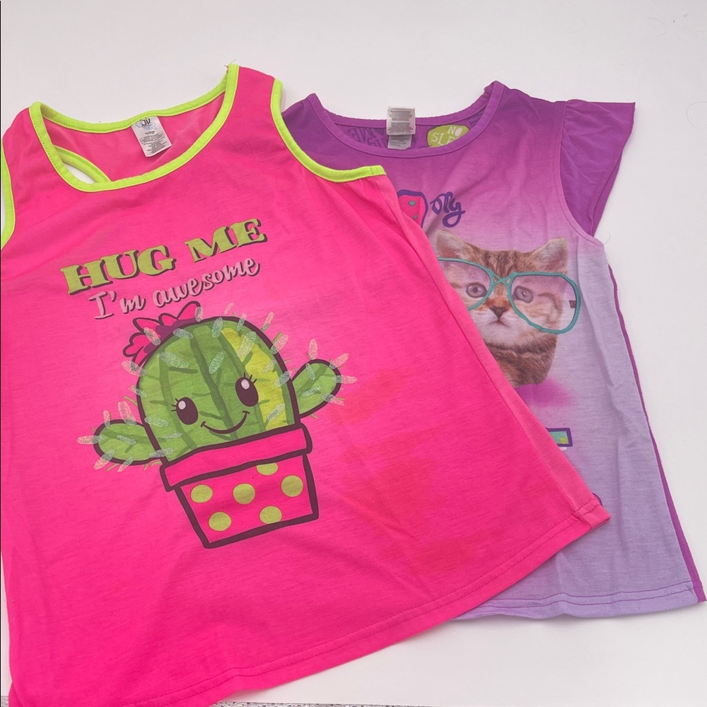 Vibrant Pink and Purple Kids' Pajama Tops XL (14/16)